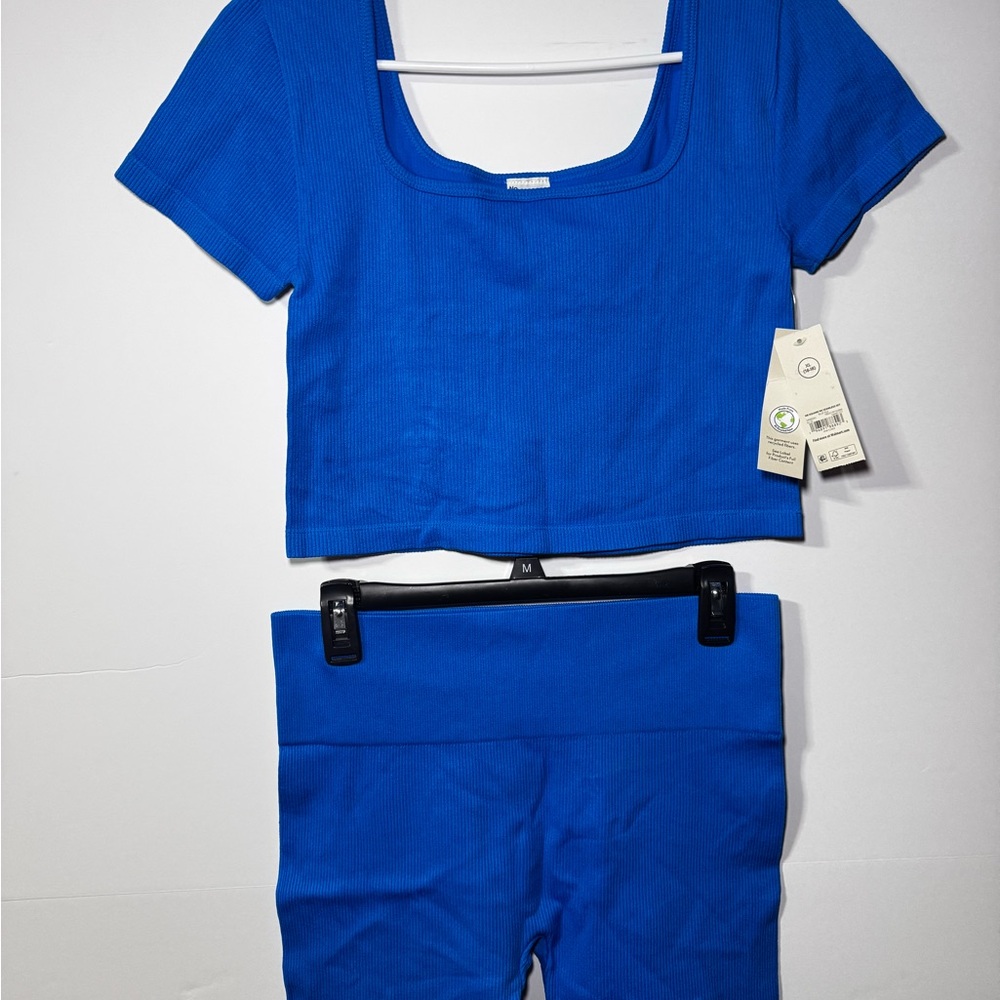 No Boundaries Bright Blue Apparel Women's Top and Shorts Set Size XL 16-18 Sport